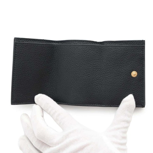 Gucci Logo Mini Embossed Trifold Compact Wallet Black - Picture 4 of 9